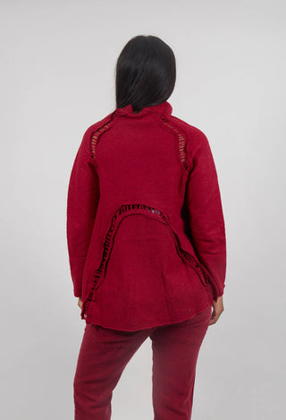 High Neck Cardigan in Lava  - 3247104