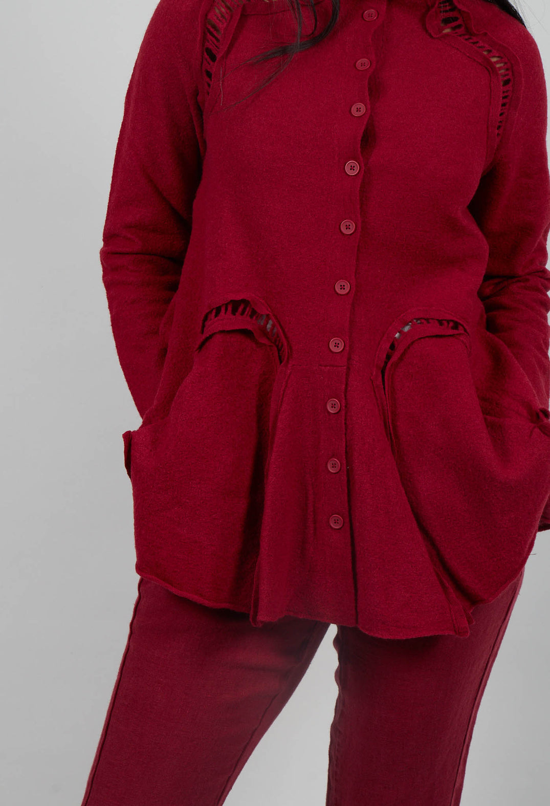 High Neck Cardigan in Lava  - 3247104