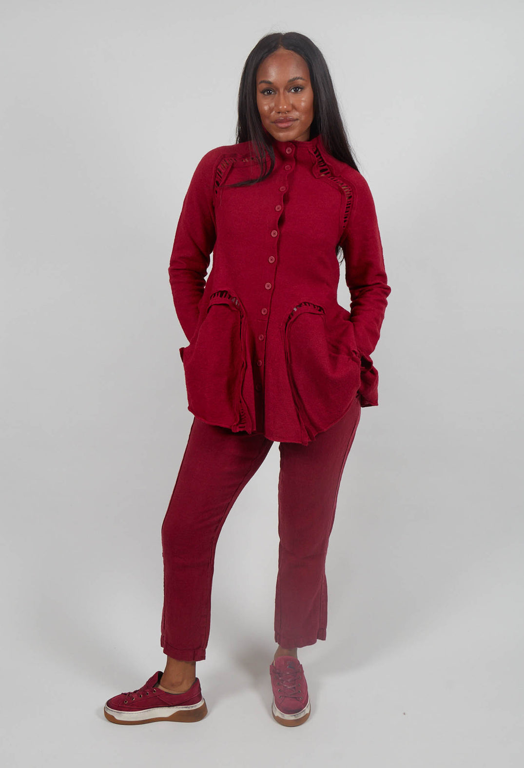 High Neck Cardigan in Lava  - 3247104