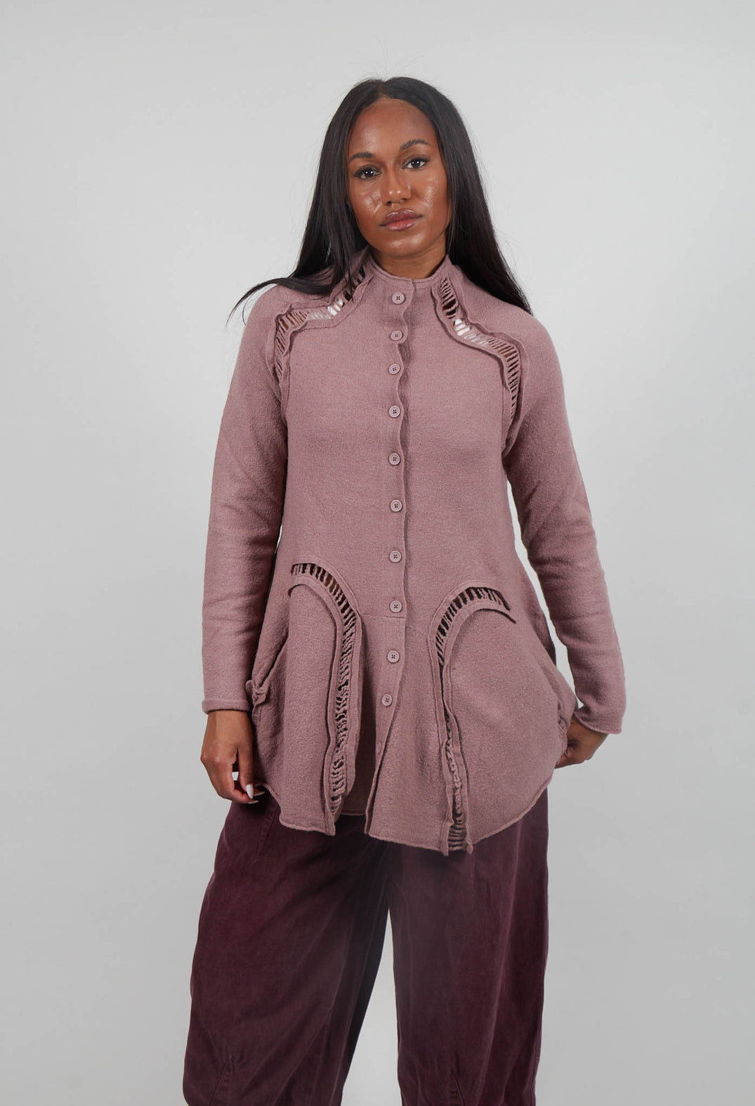 High Neck Cardigan in Crystal  - 3247104