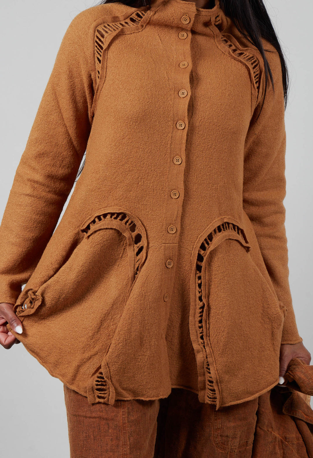High Neck Cardigan in Bronze  - 3247104