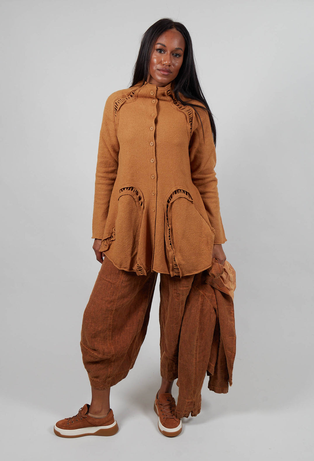 High Neck Cardigan in Bronze  - 3247104