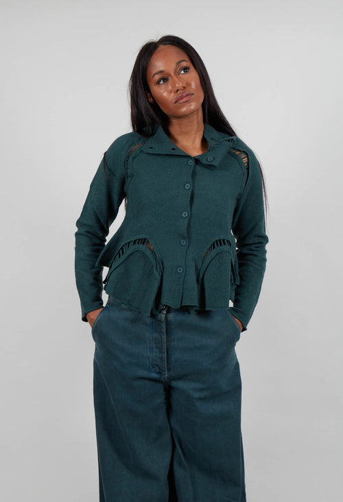 Cropped High Neck Cardigan in Forest  - 3247105