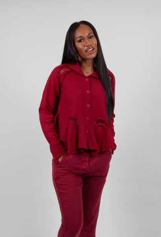 Cropped High Neck Cardigan in Lava  - 3247105