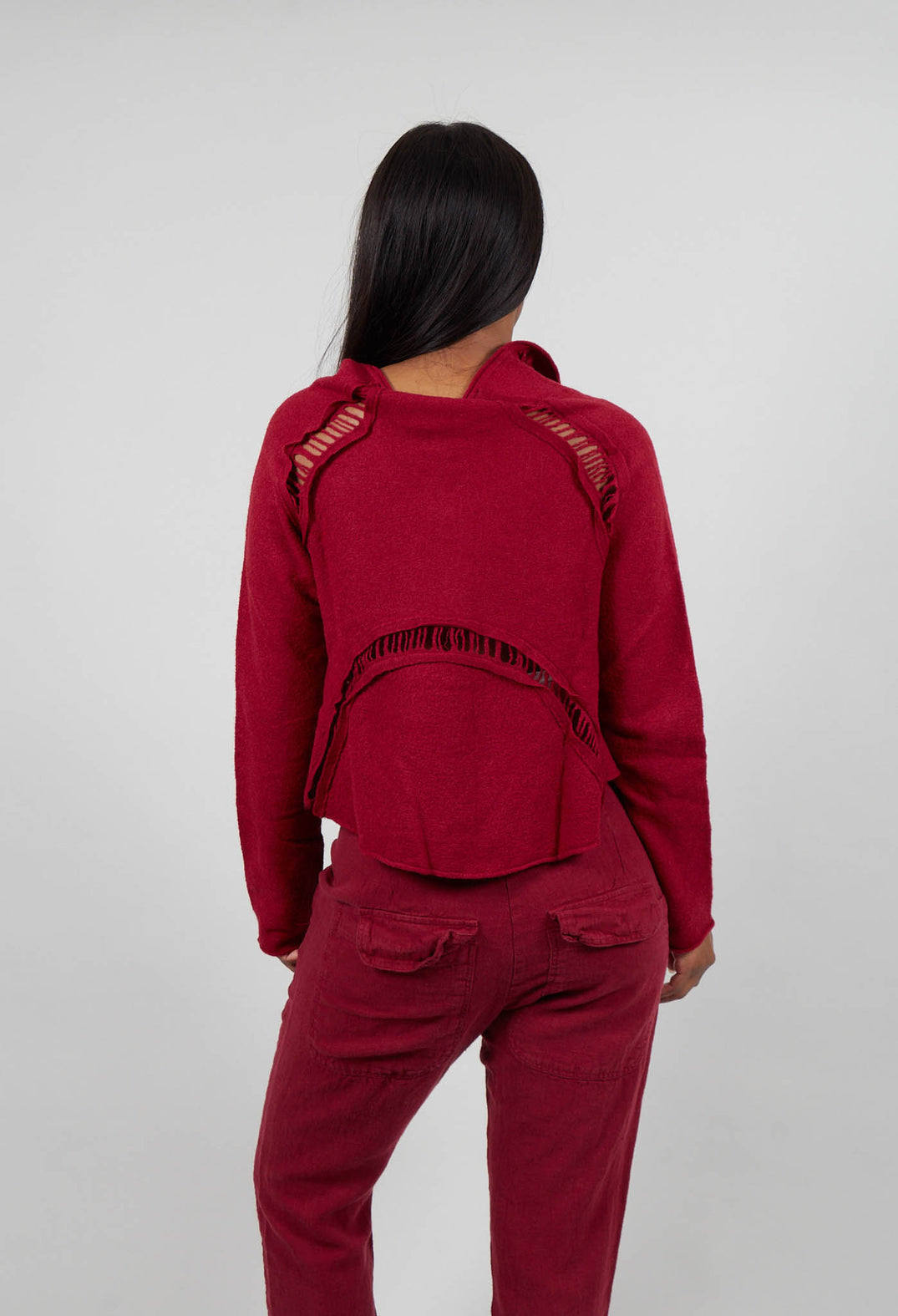 Cropped High Neck Cardigan in Lava  - 3247105