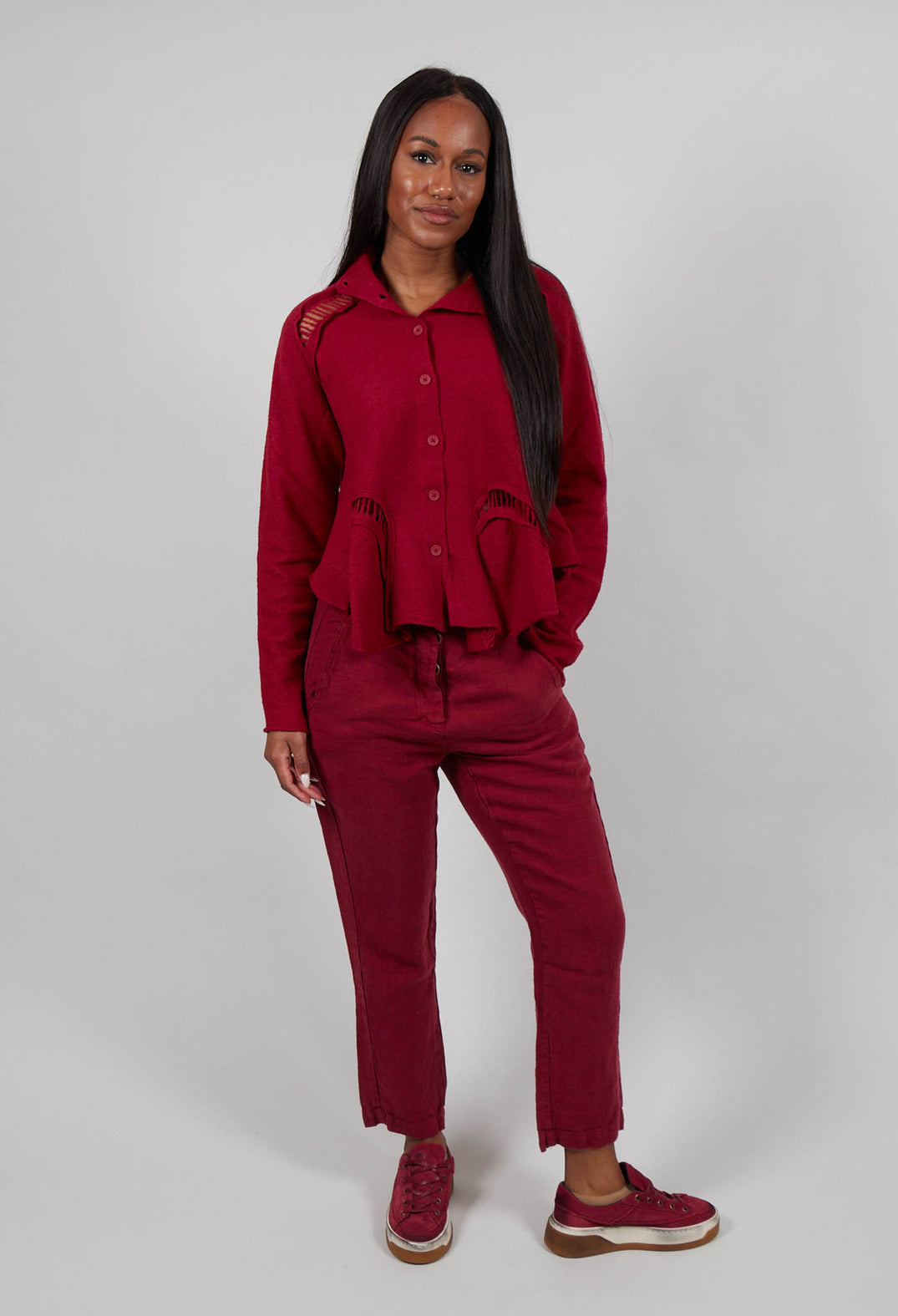 Cropped High Neck Cardigan in Lava  - 3247105