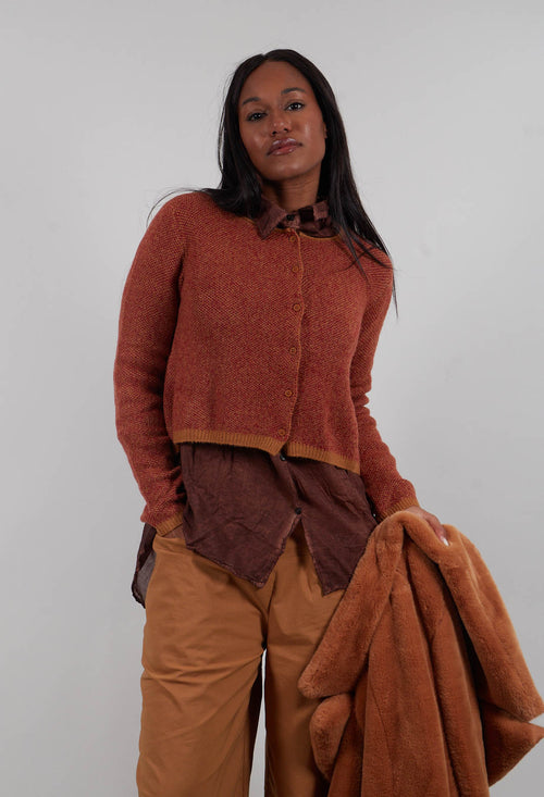 Cropped Cardigan in Bronze Lava Jacquard - 3277101