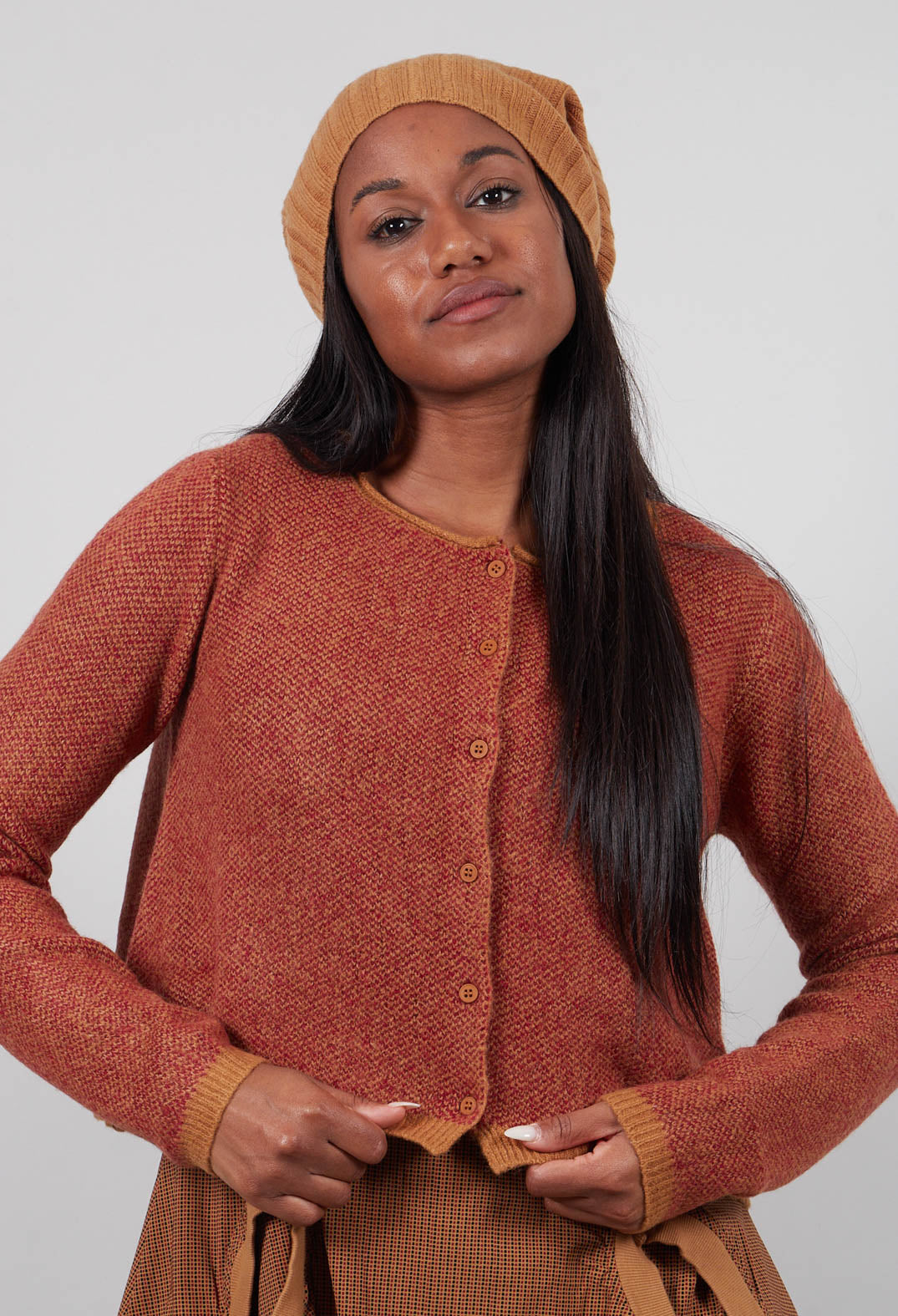 Cropped Cardigan in Bronze Lava Jacquard - 3277101