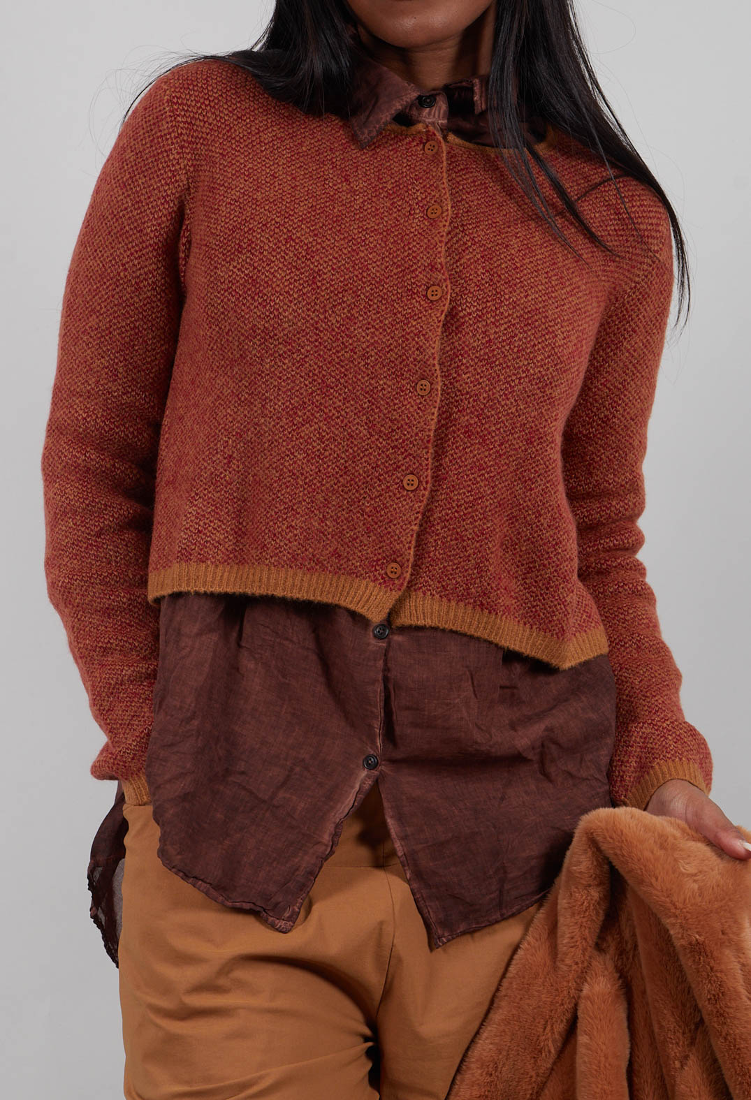 Cropped Cardigan in Bronze Lava Jacquard - 3277101