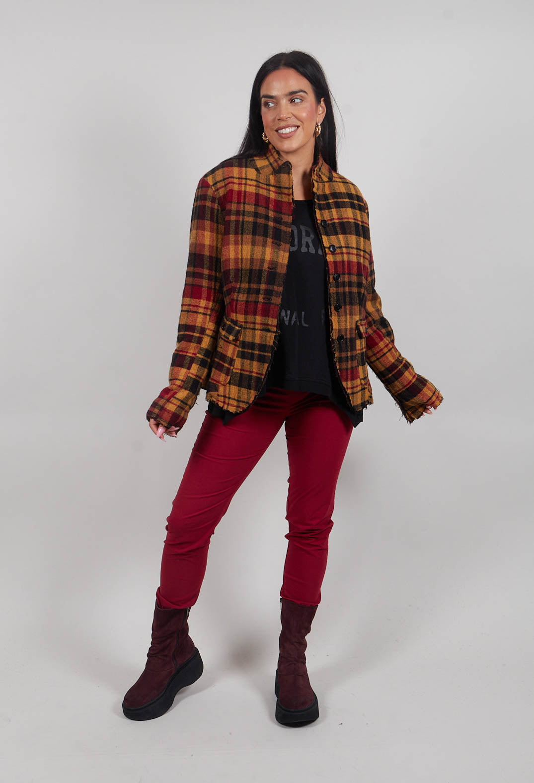 Raw Edge Jacket in Lava Check  - 3281101