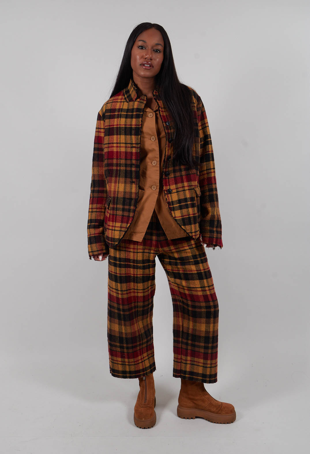 Raw Edge Jacket in Lava Check  - 3281101