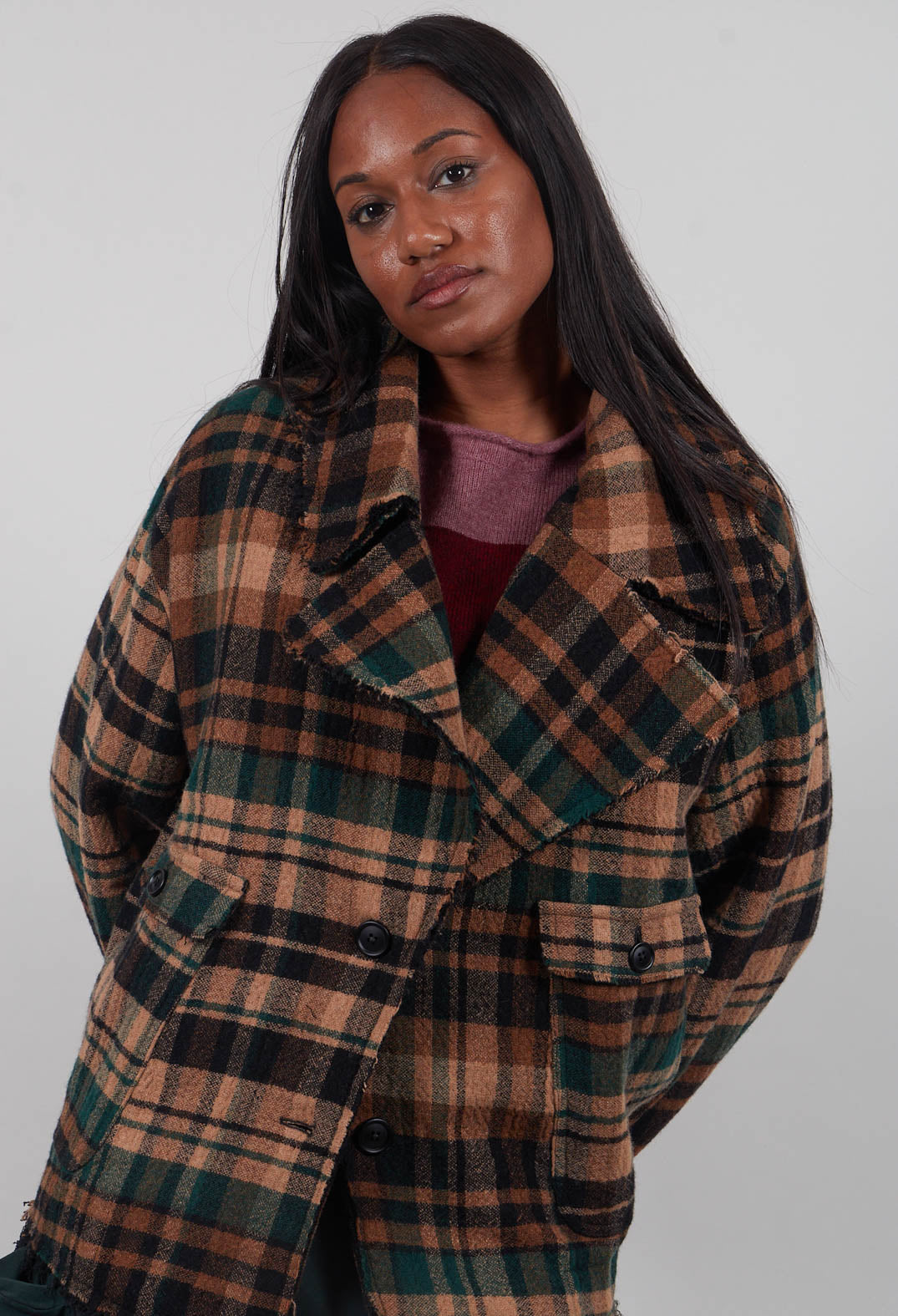 Boxy Jacket in Forest Check - 3281102