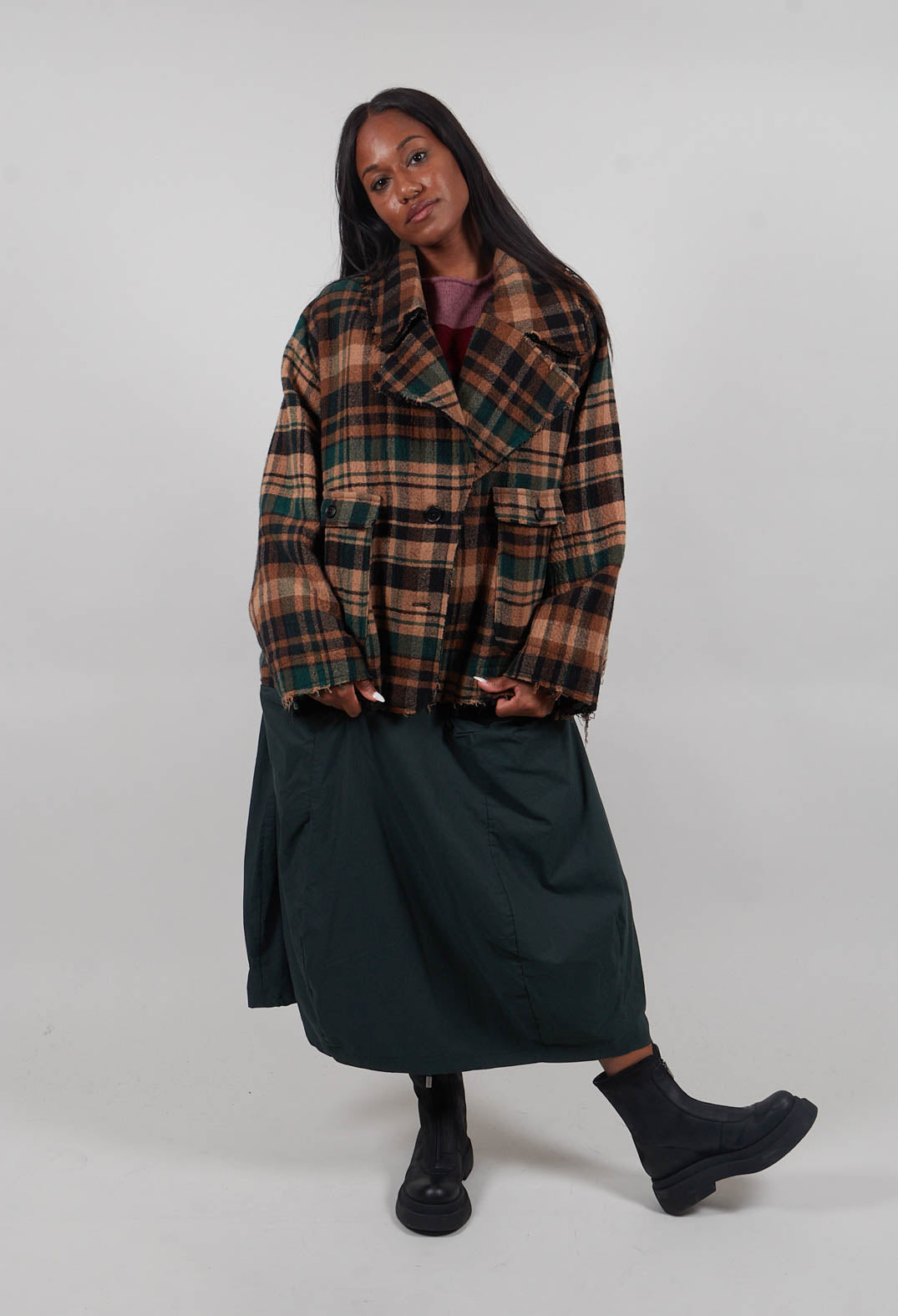Boxy Jacket in Forest Check - 3281102