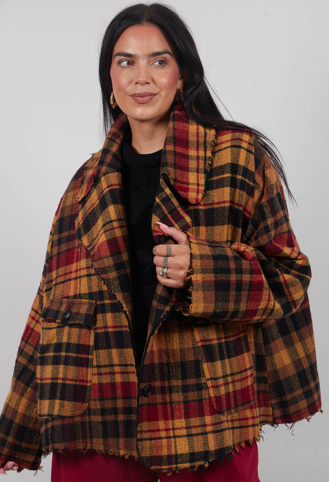 Boxy Jacket in Lava Check  - 3281102