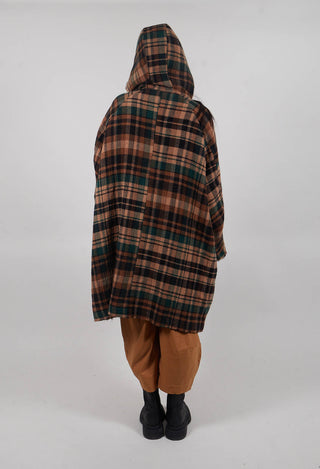 Hooded Coat in Forest Check  - 3281203