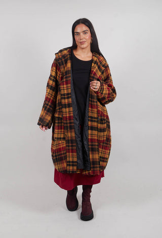 Hooded Coat in Lava Check  - 3281203
