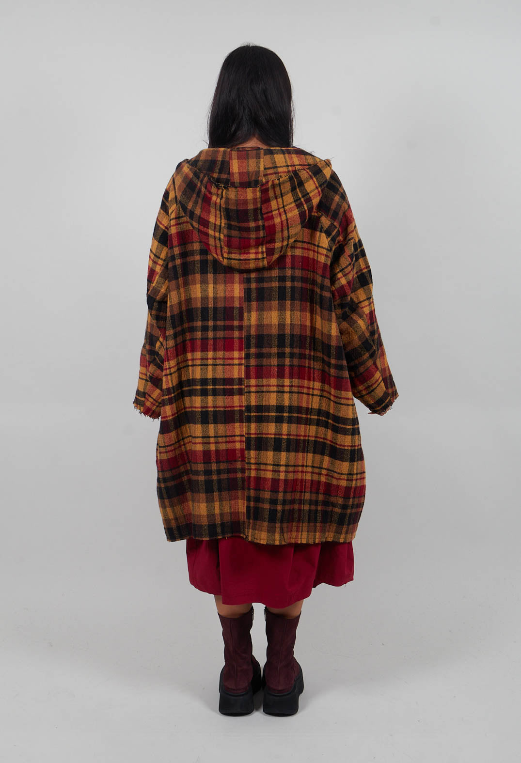 Hooded Coat in Lava Check  - 3281203