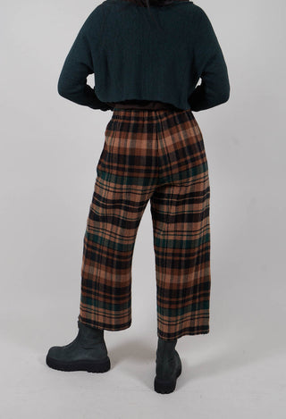 Straight Leg Trousers in Forest Check  - 3280104