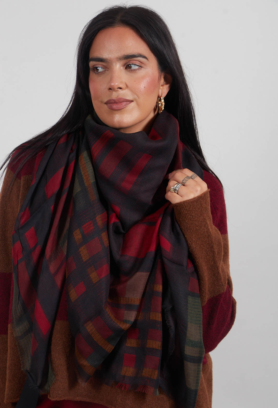 Oversized Scarf in Check Multicolor - 3361404