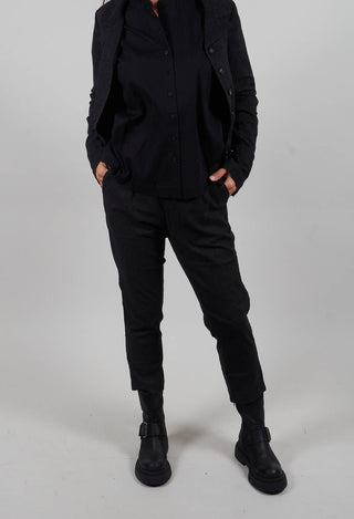 Tapered Leg Trousers in Black Stripe  - 3410103