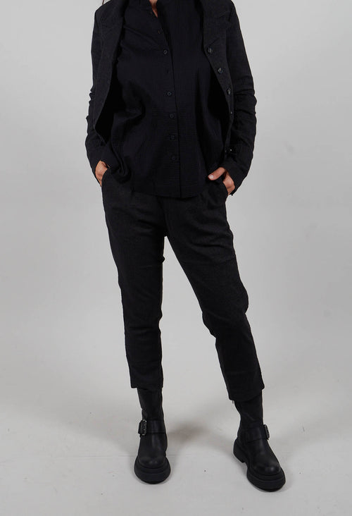 Tapered Leg Trousers in Black Stripe  - 3410103