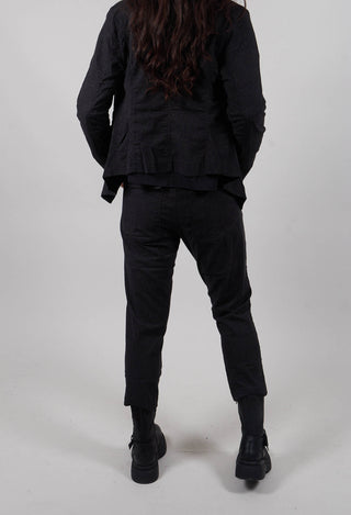 Tapered Leg Trousers in Black Stripe  - 3410103