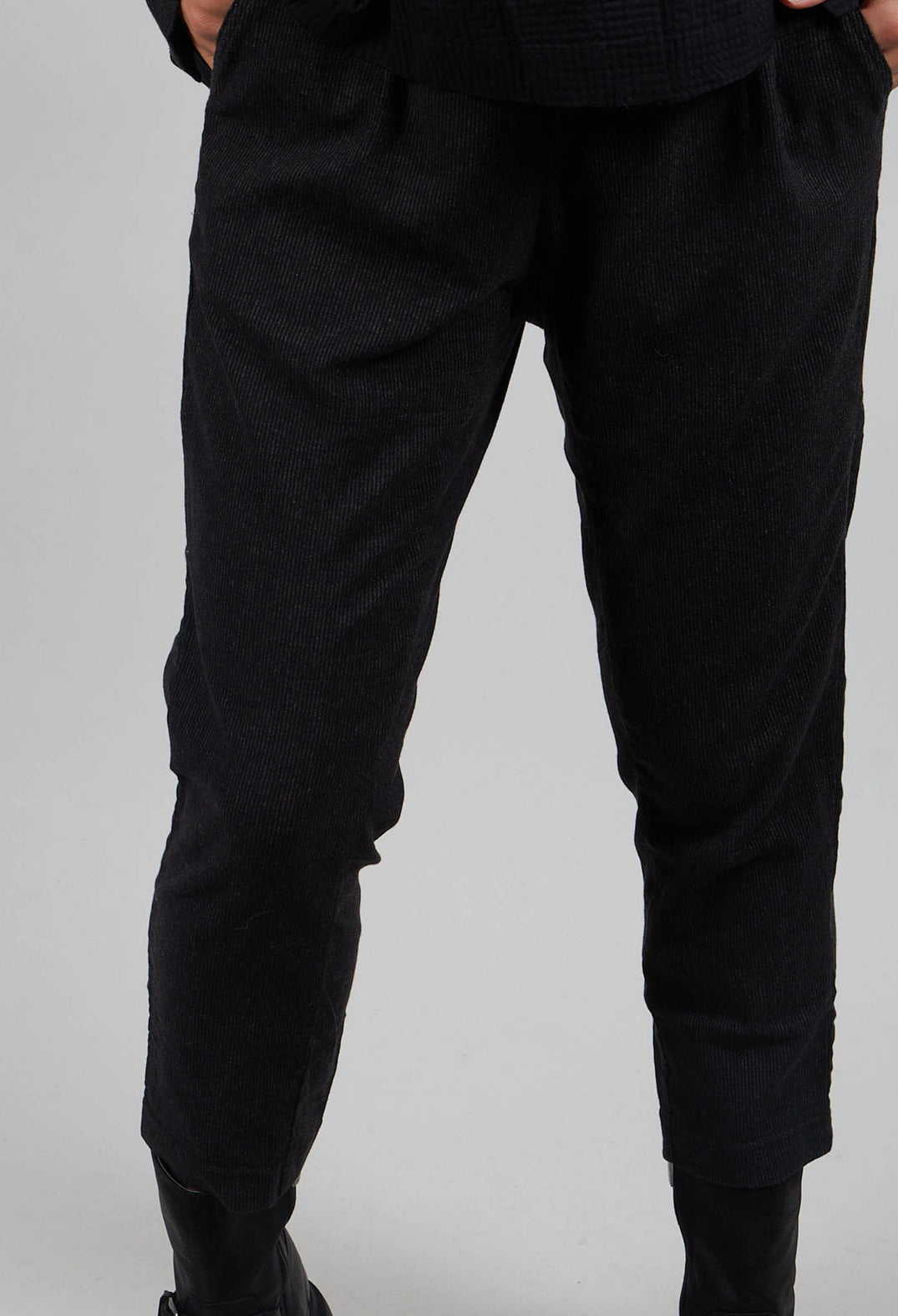 Tapered Leg Trousers in Black Stripe  - 3410103