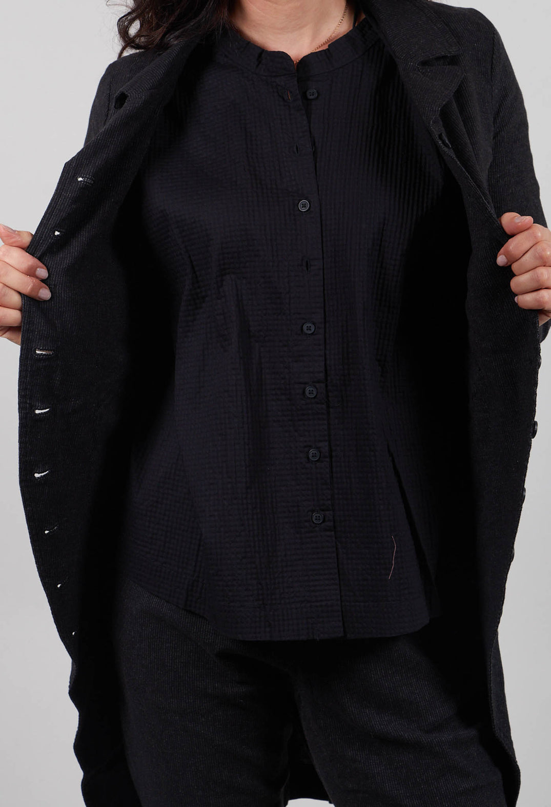 Tailored Coat in Black Stripe  - 3411207