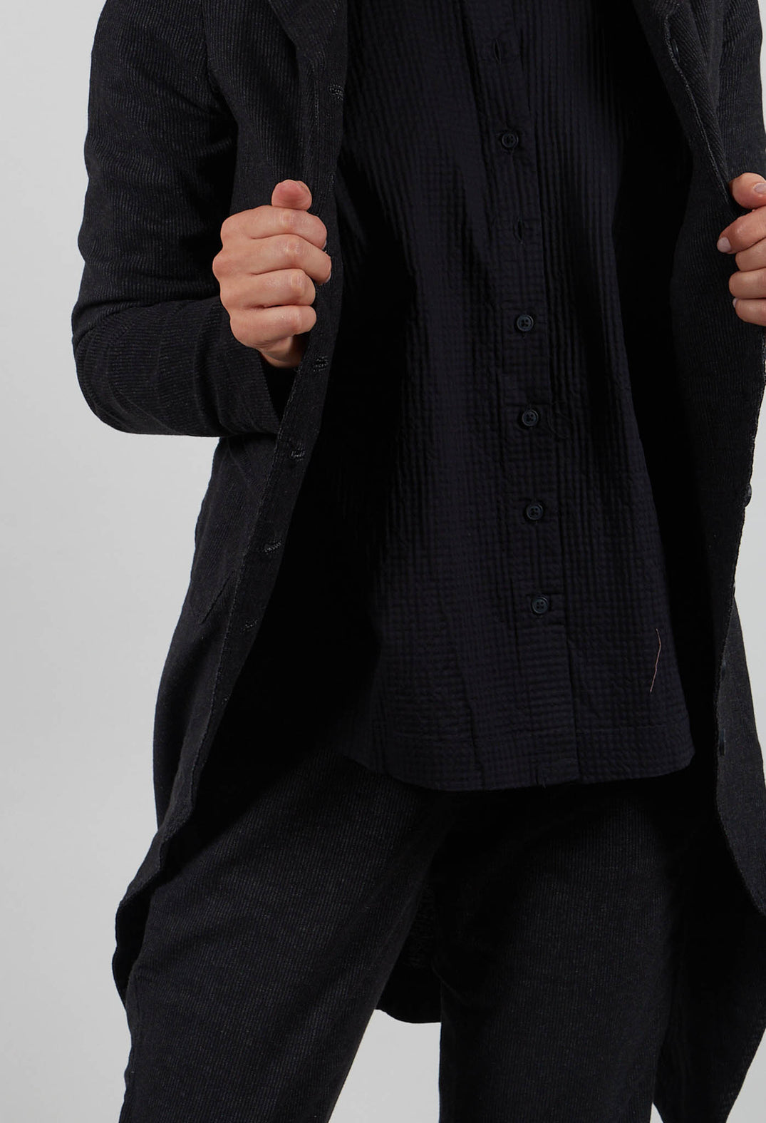 Tailored Coat in Black Stripe  - 3411207