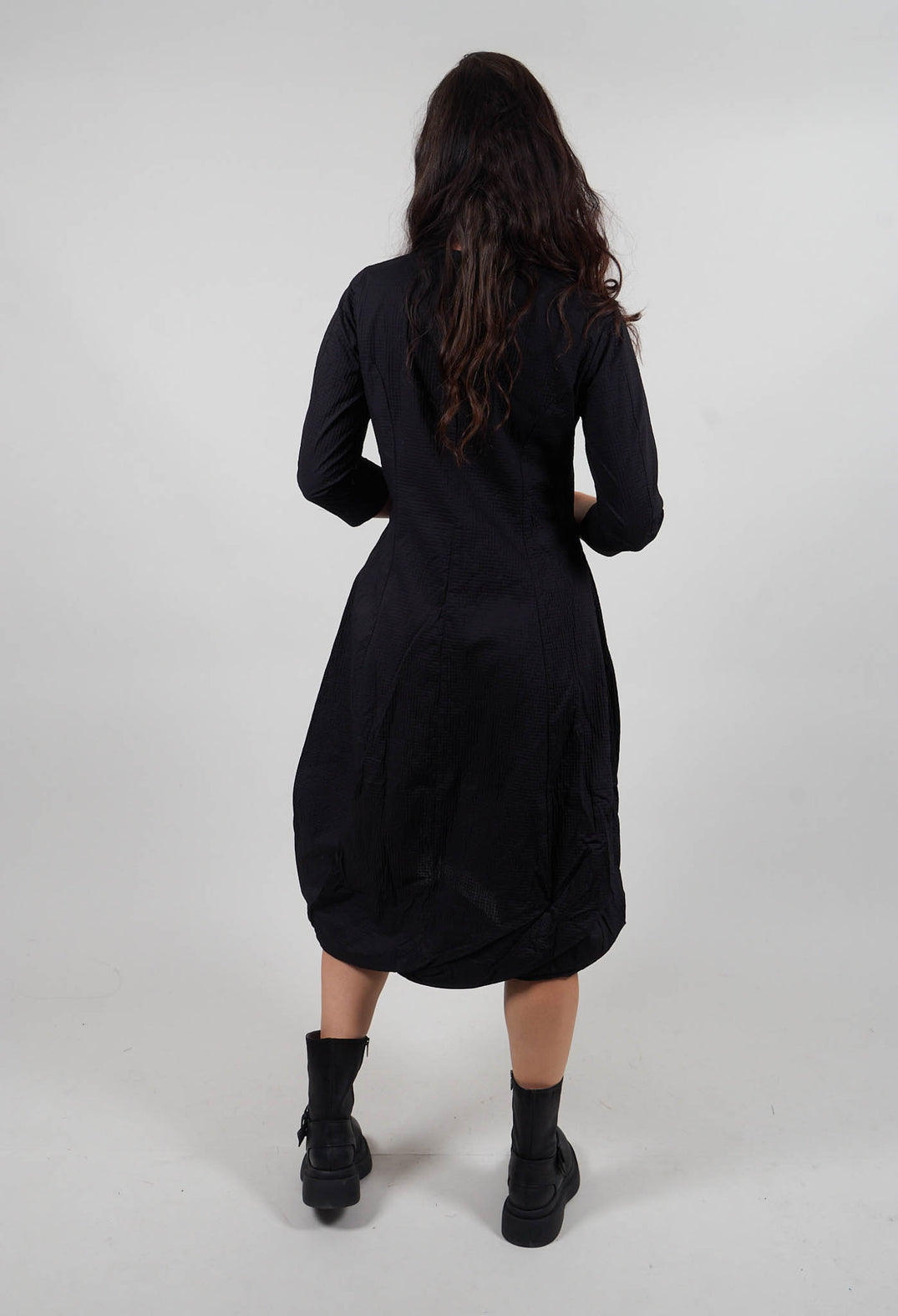 Balloon Hem Dress in Black - 3420902