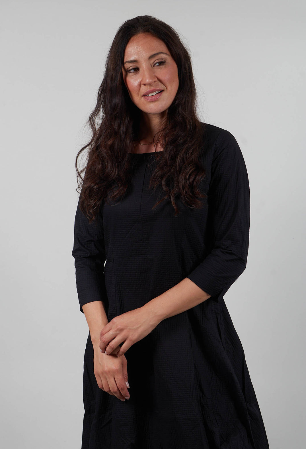 Balloon Hem Dress in Black - 3420902