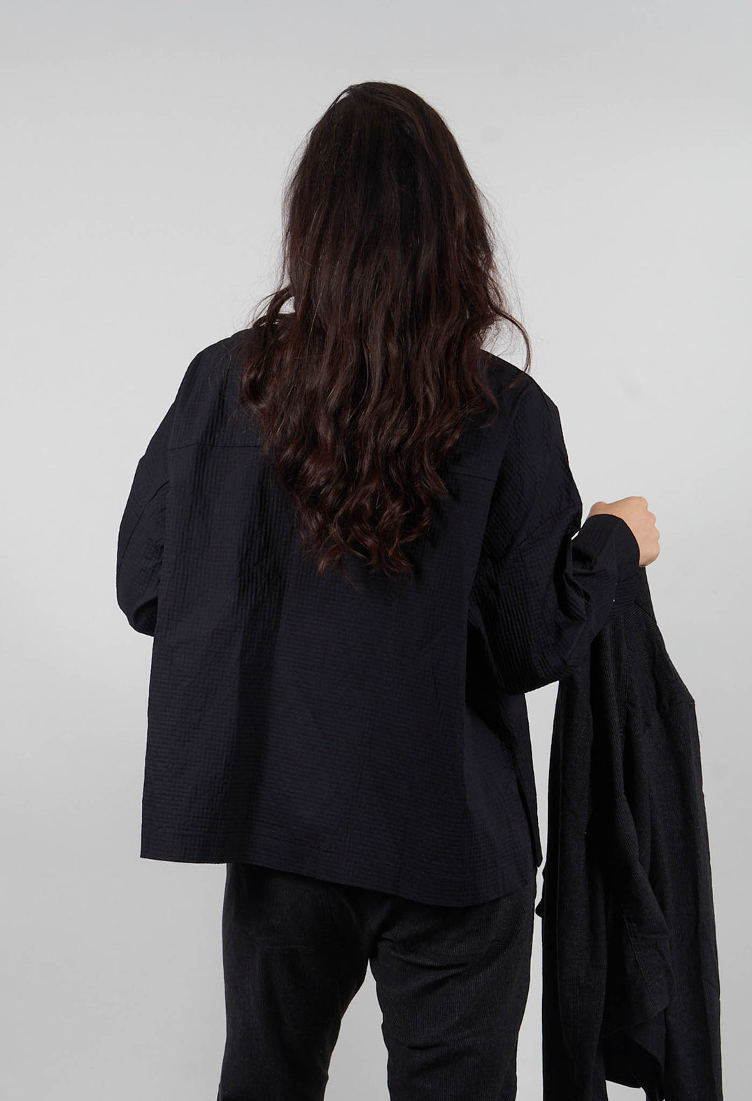 Stand Collar Shirt in Black  - 3420403