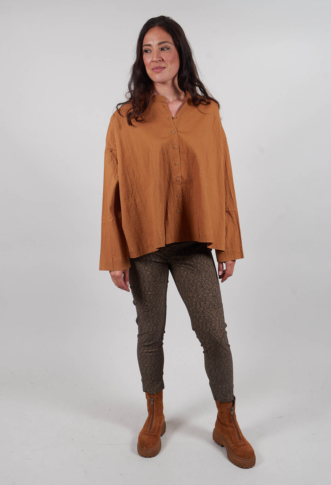 Stand Collar Shirt in Bronze  - 3420403