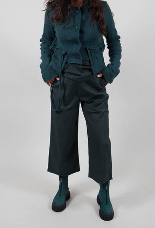 Cropped Wide Leg Trousers in Forest - 3420105