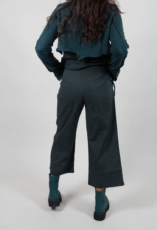 Cropped Wide Leg Trousers in Forest - 3420105
