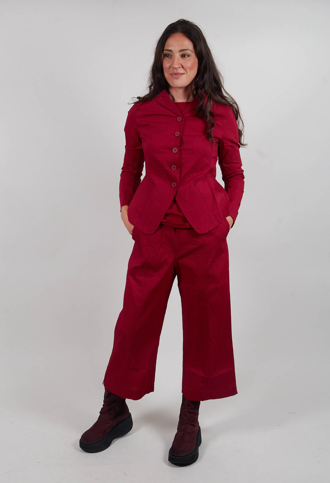Cropped Wide Leg Trousers in Lava - 3420105