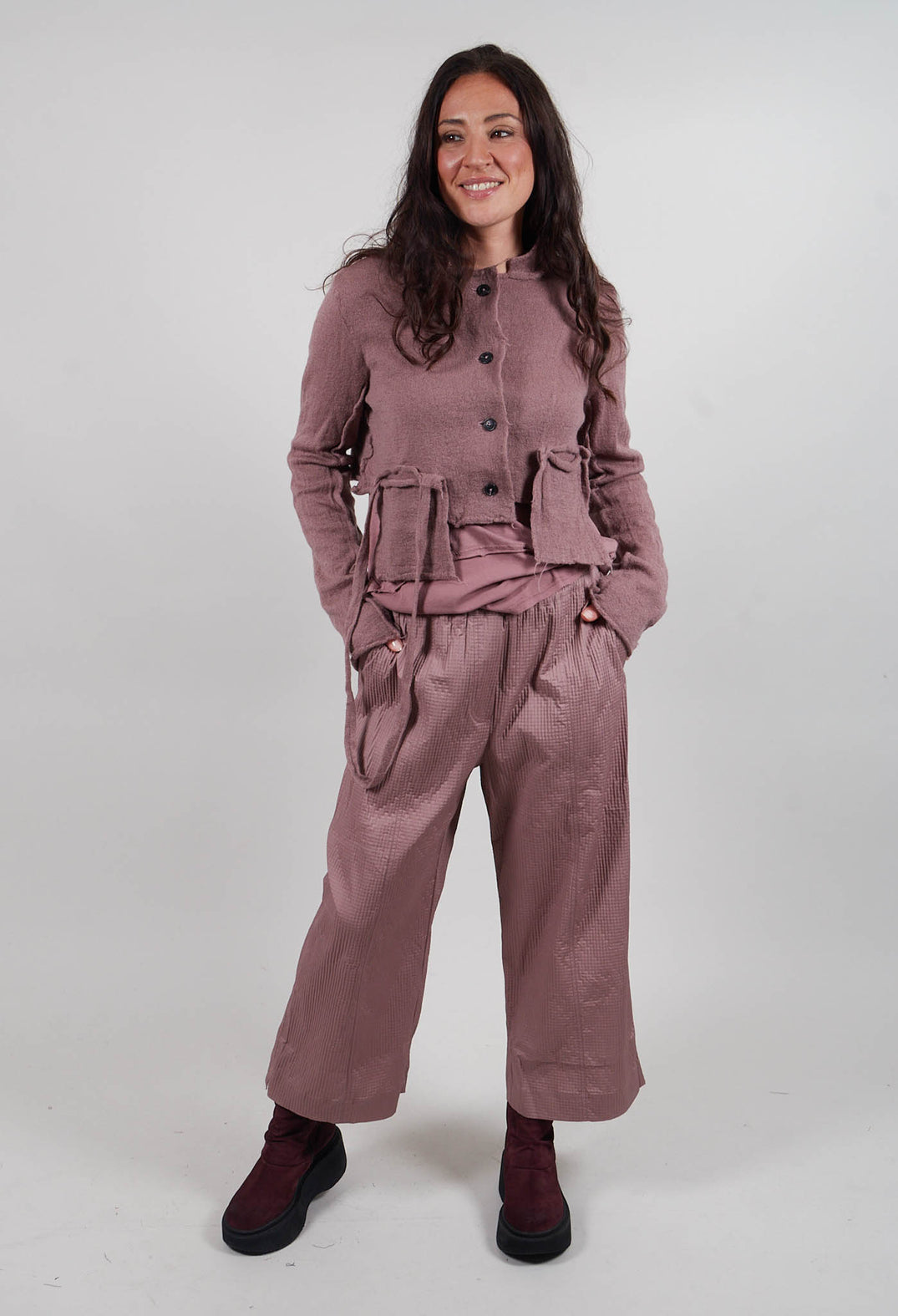 Cropped Wide Leg Trousers in Crystal - 3420105