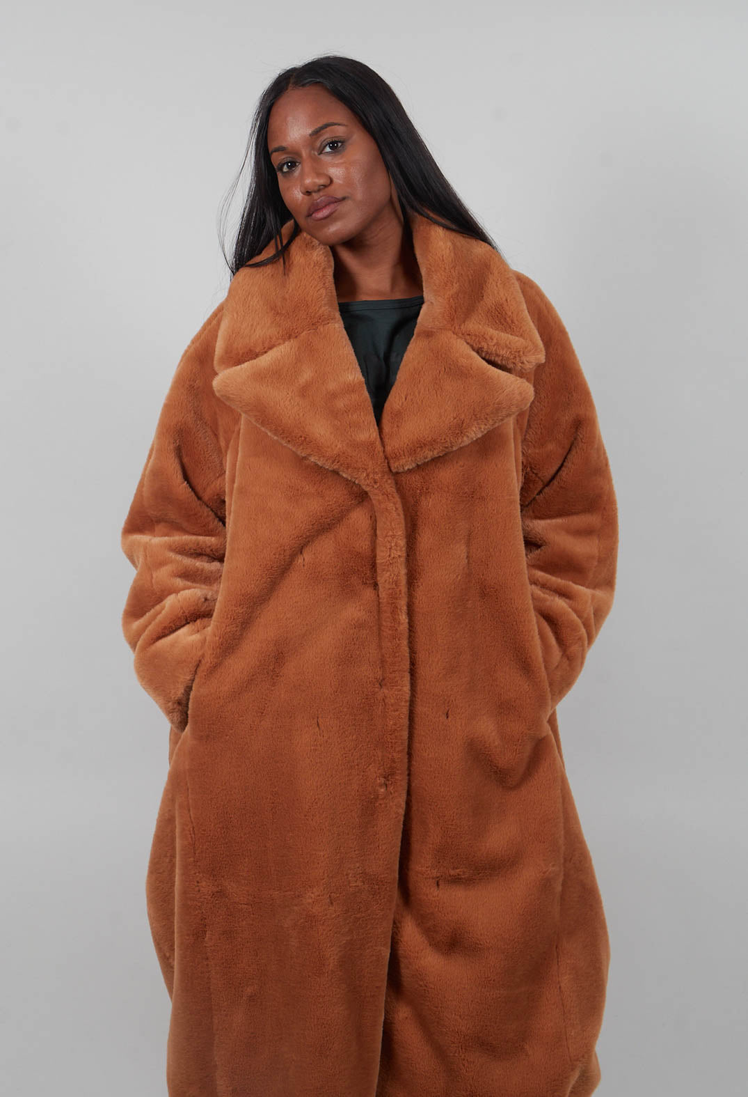 Faux Fur Coat in Bronze - 3431202