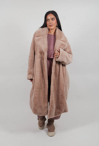 Faux Fur Coat in Sand  - 3431202
