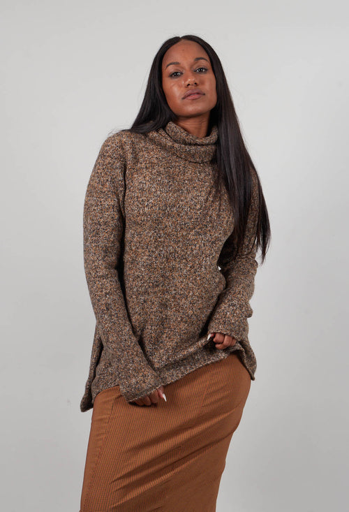 Roll Neck Jumper in Bronze Melange - 3460701