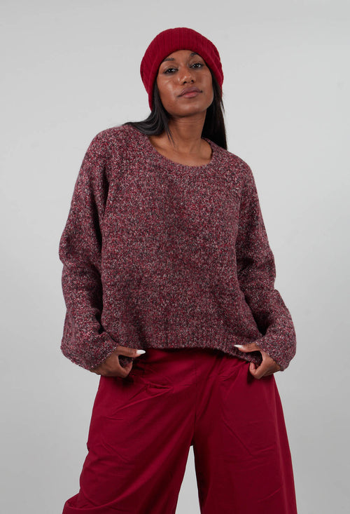 Relaxed Cropped Jumper in Lava Melange - 3460702
