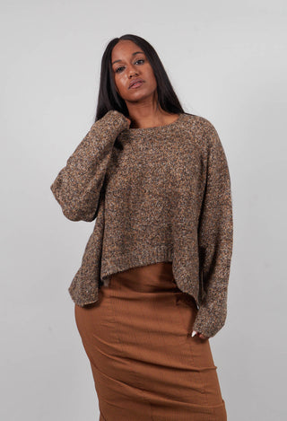 Relaxed Cropped Jumper in Bronze Melange  - 3460702