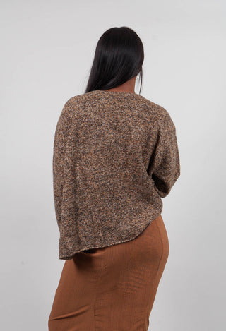 Relaxed Cropped Jumper in Bronze Melange  - 3460702