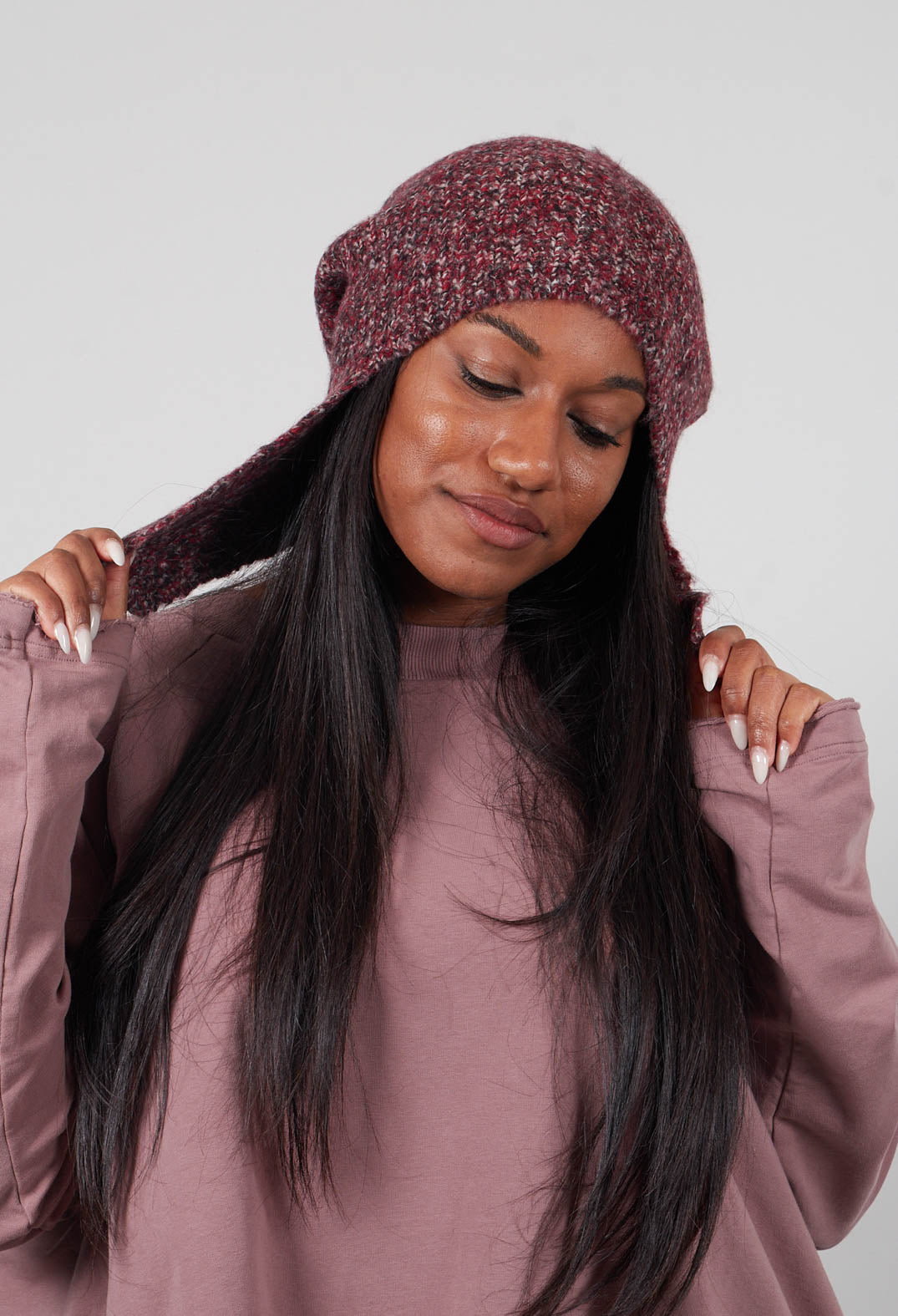 Ear Flap Beanie Hat in Lava Melange - 3464605