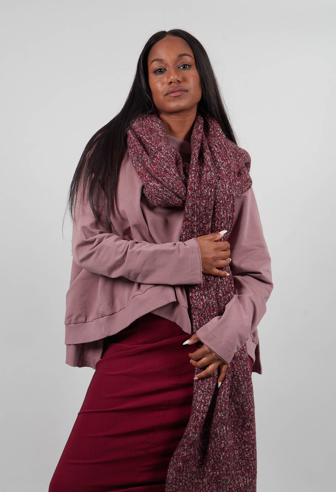 Oversized Knitted Scarf in Lava Melange - 3467706