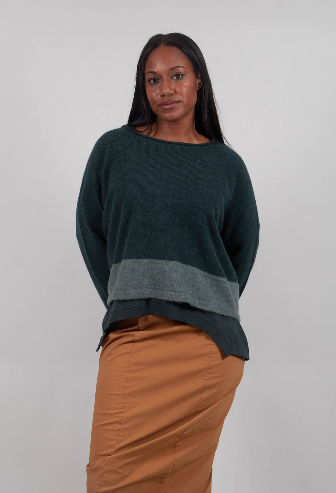 Contrast Trim Jumper in Forest Park  - 3480702