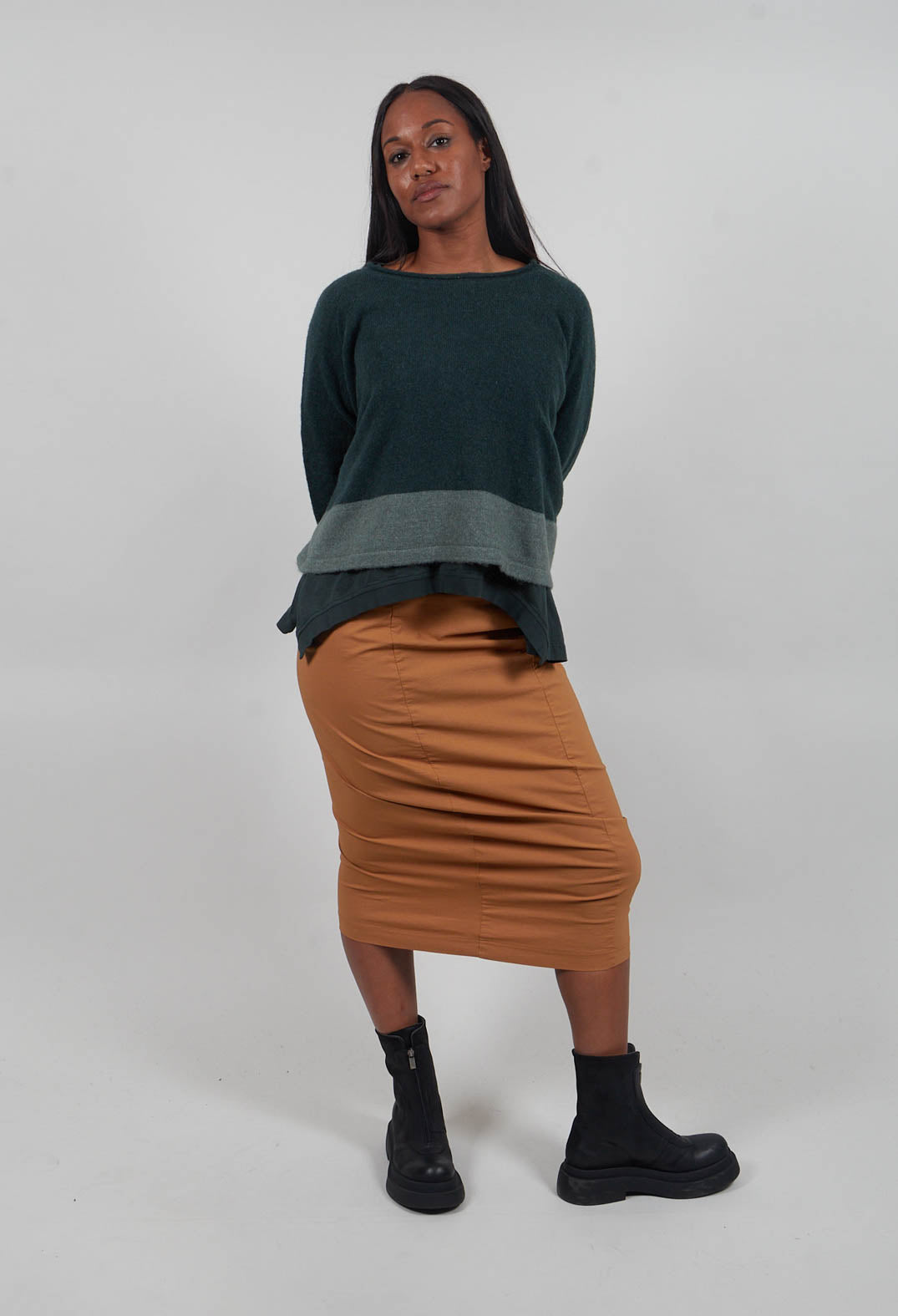 Contrast Trim Jumper in Forest Park  - 3480702