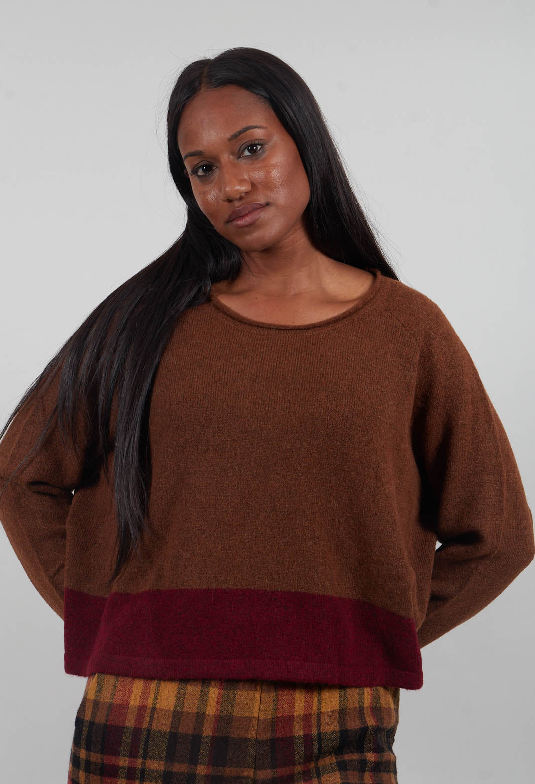 Contrast Trim Jumper in Bronze Lava - 3480702
