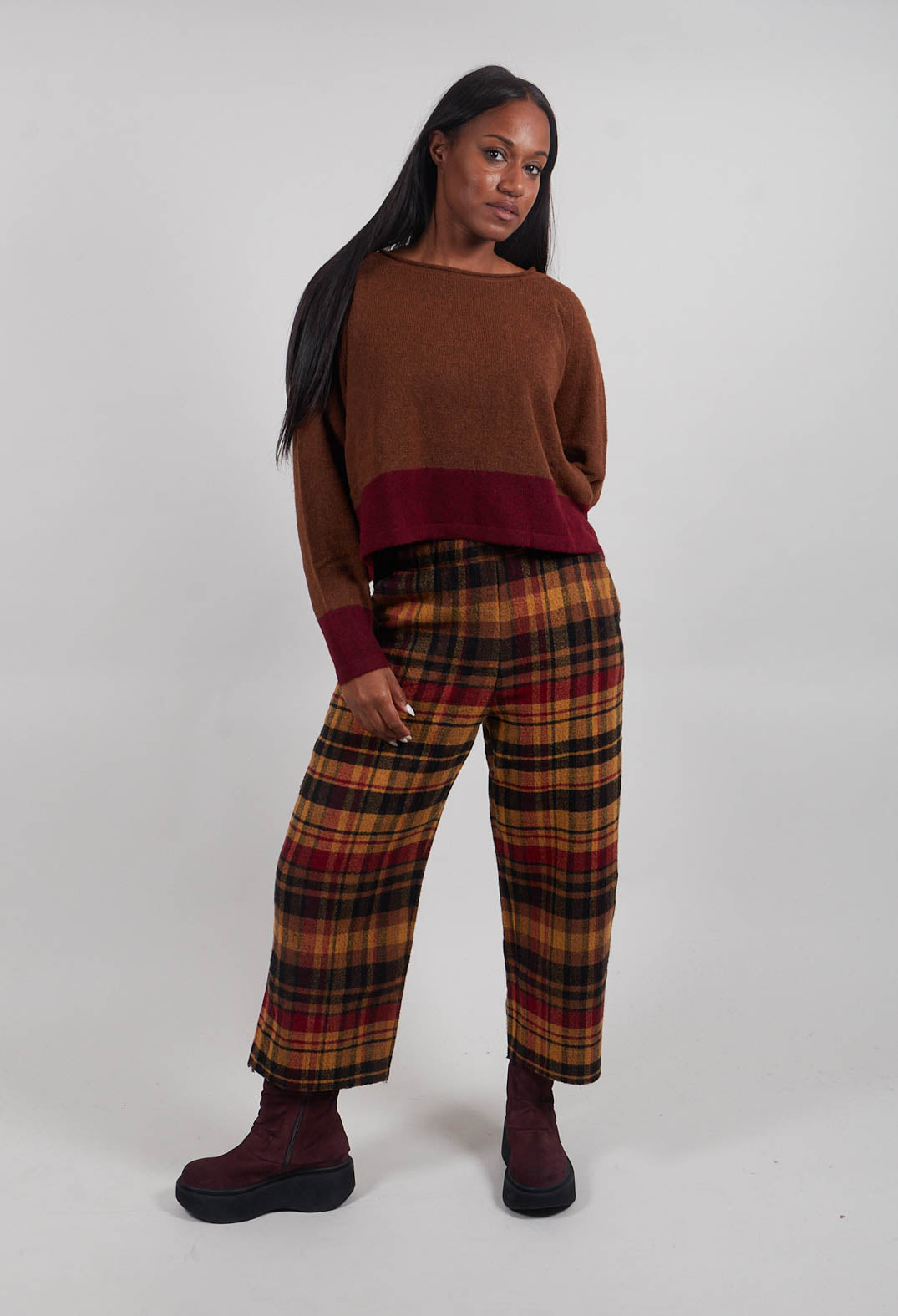 Contrast Trim Jumper in Bronze Lava - 3480702