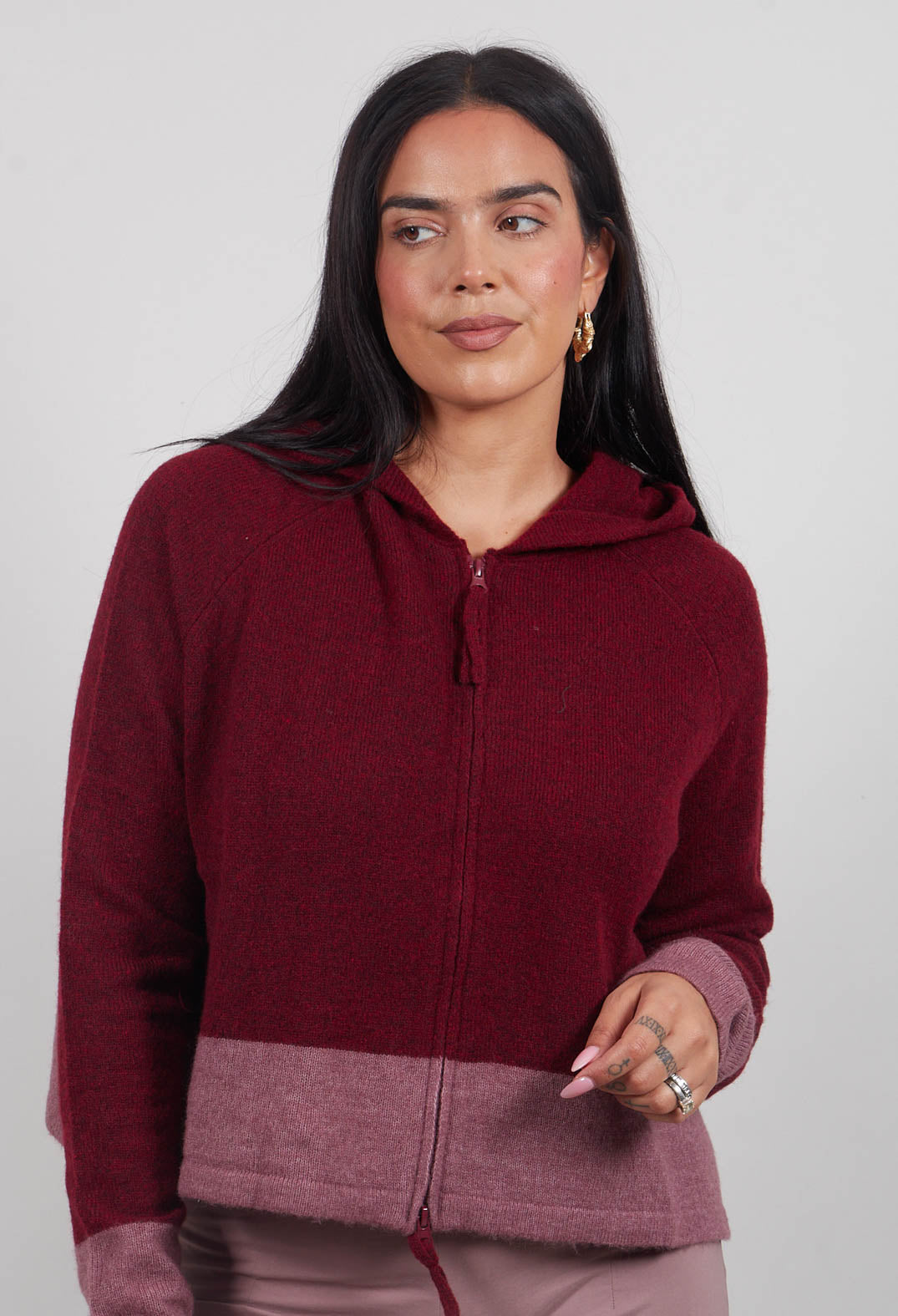 Contrast Trim Cardigan in Lava Crystal - 3487103